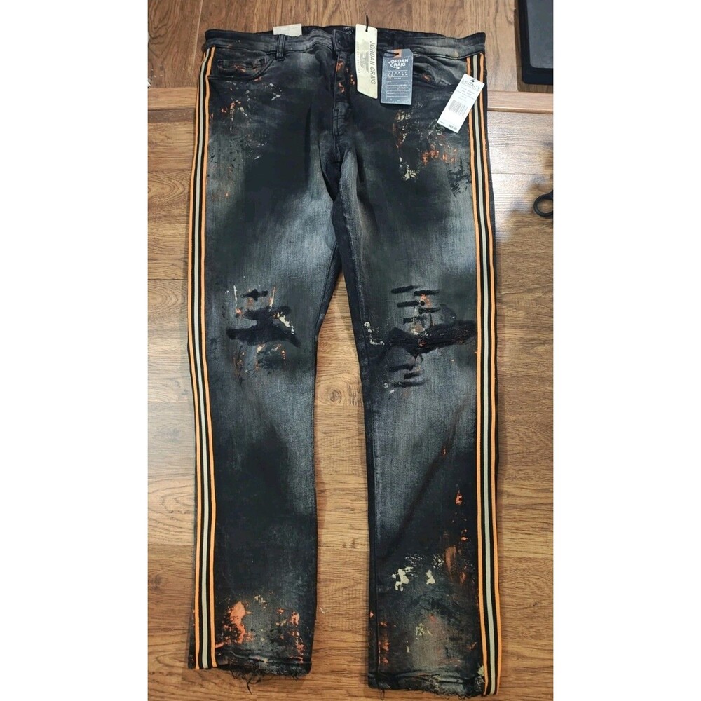 NWT Jordan Craig Black Starfish Denim SEAN 38x32 Paint Splatter Legacy Edition